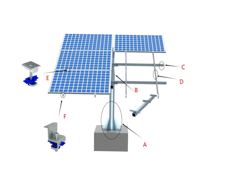 Solar Single Pole Ground Mounting System